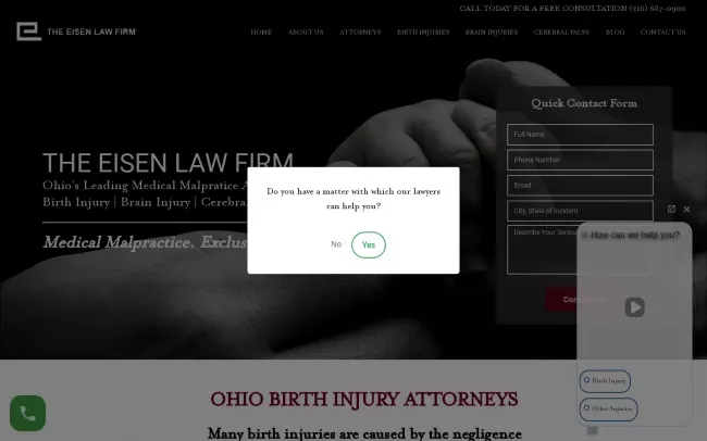 Screenshot of the The Eisen Law Firm Website