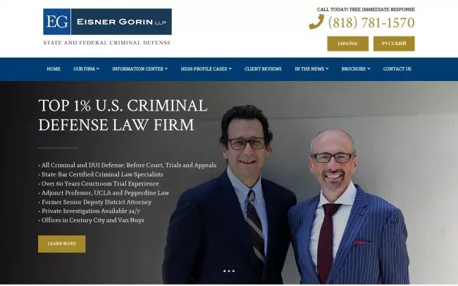 Screenshot of the Eisner Gorin LLP Website