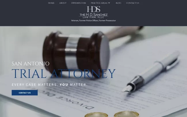 Screenshot of the El Gallo Law - The H.D. Sanchez Law Firm, PLLC Website