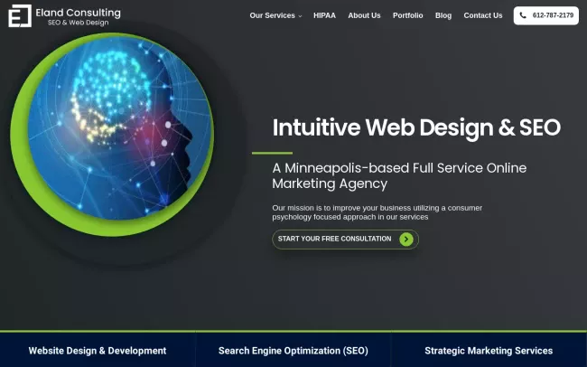 Screenshot of the Eland Consulting | SEO & Web Design Website