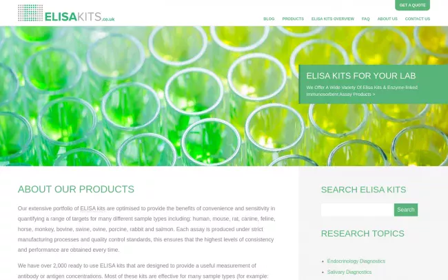 Screenshot of the ELISA Kits by BioSupply Website