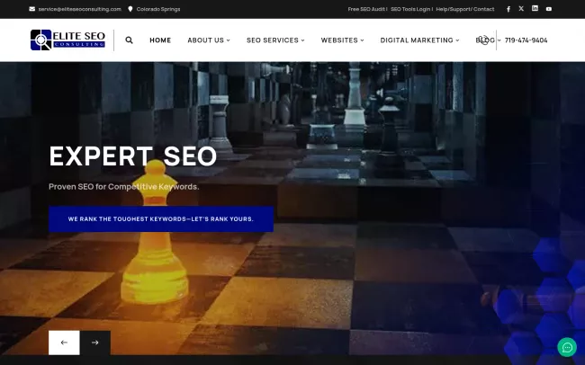 Screenshot of the Elite SEO Consulting Website