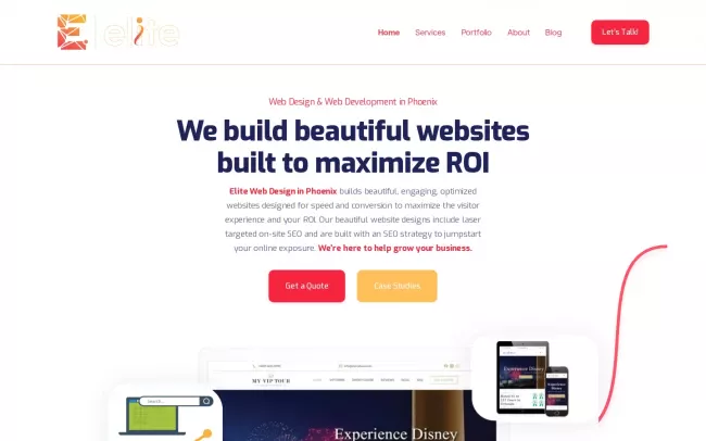 Screenshot of the Elite Web Design Phoenix Website