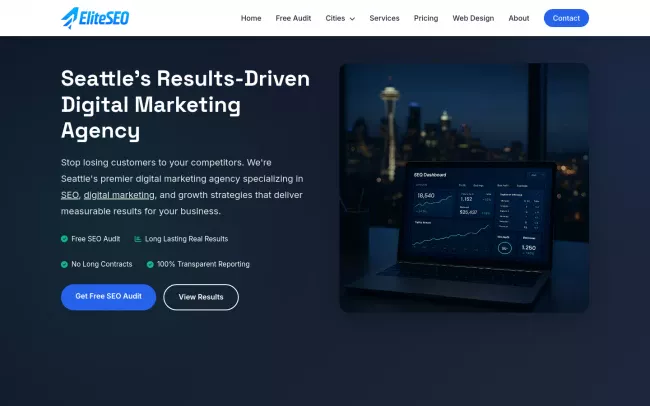Screenshot of the EliteSEO Seattle Website