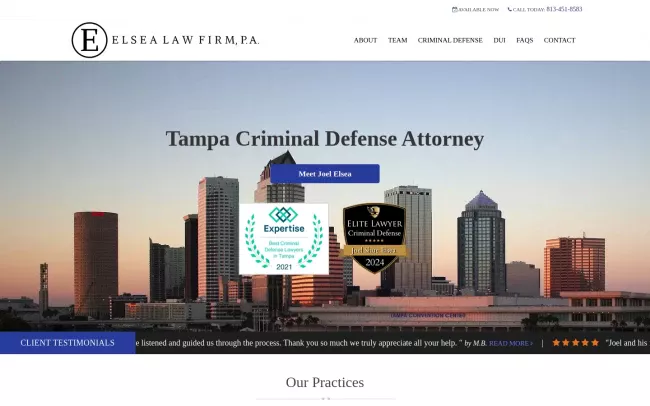Screenshot of the Elsea Law Firm, P.A. Website