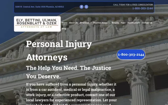 Screenshot of the Ely, Bettini, Ulman, Rosenblatt, & Ozer, Attorneys at Law Website