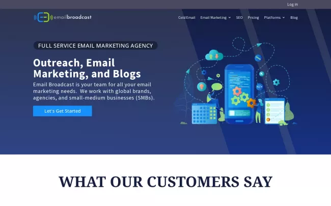 Screenshot of the Email Broadcast Website