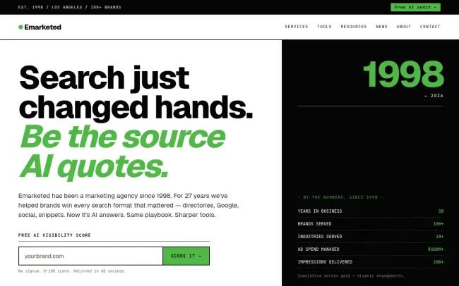 Screenshot of the Emarketed Website