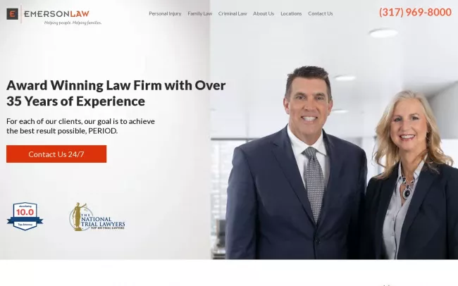 Screenshot of the Emerson Divorce and Accident Injury Attorneys LLC Website
