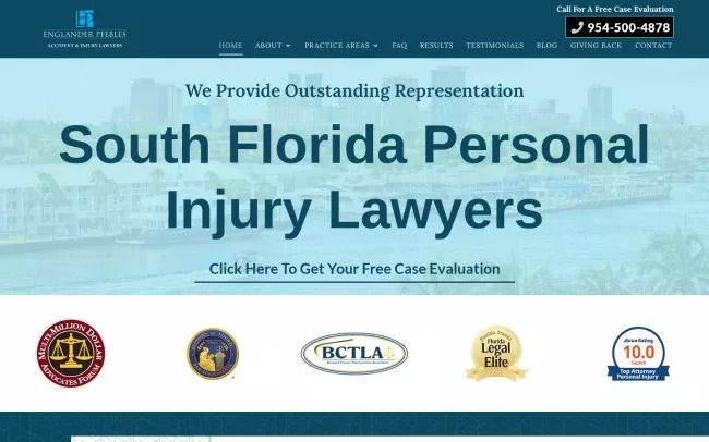 Screenshot of the Englander Peebles, Accident & Injury Lawyers Website