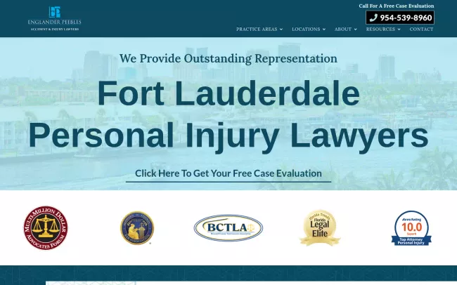 Screenshot of the Englander Peebles, Accident & Injury Lawyers Website