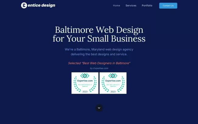 Screenshot of the Entice Design, LLC Website