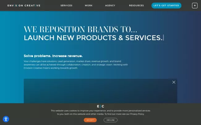 Screenshot of the Envision Creative Website