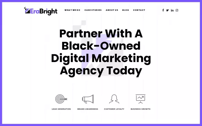 Screenshot of the EraBright - Black-Owned Digital Marketing Agency Website