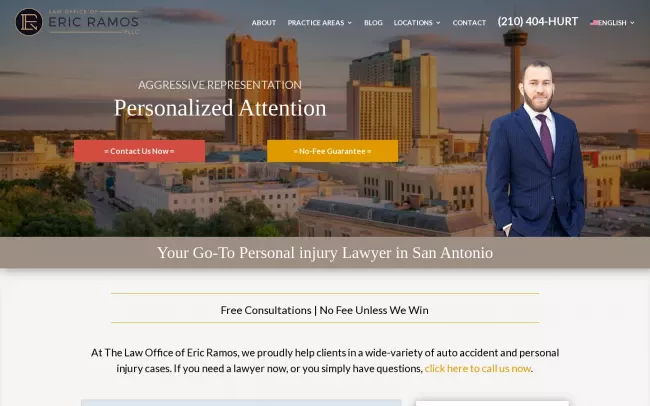 Screenshot of the Eric Ramos Law, PLLC Website