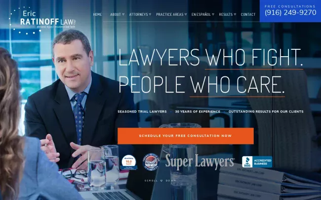 Screenshot of the Eric Ratinoff Law Corp Website