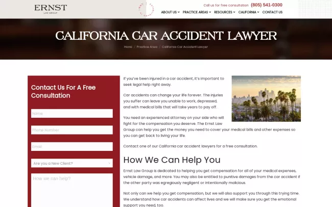 Screenshot of the Ernst Law Group Website