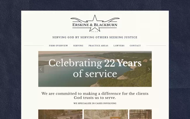 Screenshot of the Erskine and Blackburn, P.L.L.C. Website