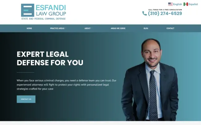 Screenshot of the Esfandi Law Group Website