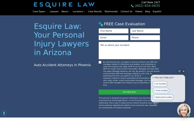 Screenshot of the Esquire Law Website