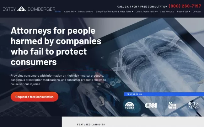 Screenshot of the Estey & Bomberger, LLP Website