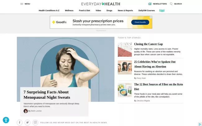 Screenshot of the Everyday Health Blog