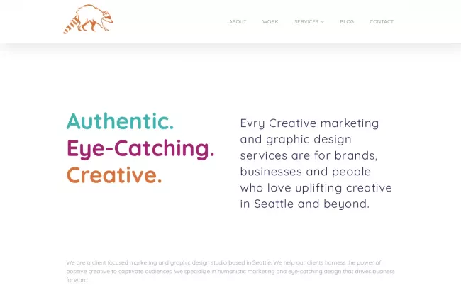 Screenshot of the Evry Creative Website