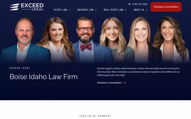 Screenshot of the Exceed Legal Website