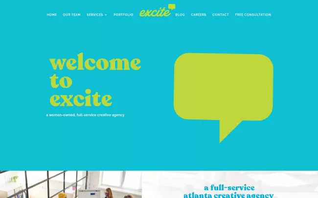 Screenshot of the Excite Creative Studios Website