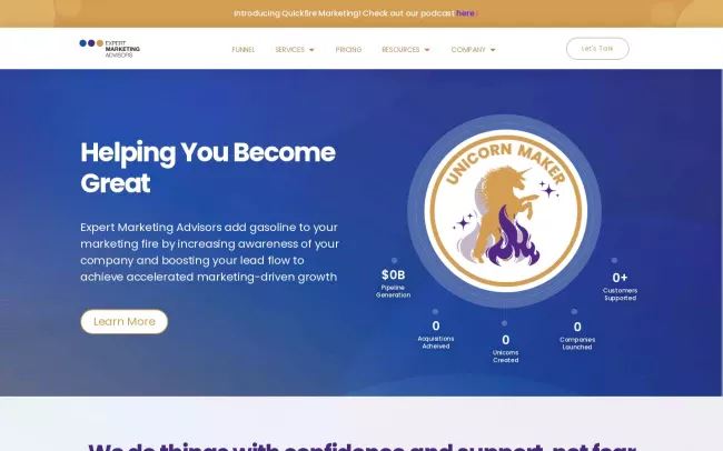 Screenshot of the Expert Marketing Advisors Website