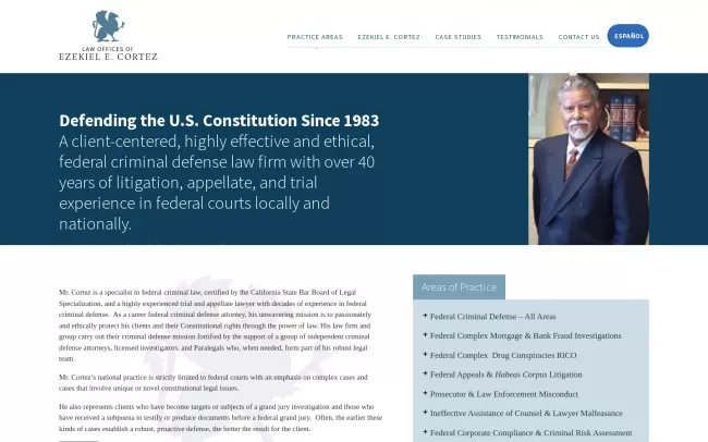 Screenshot of the Ezekiel E. Cortez Law Offices Website