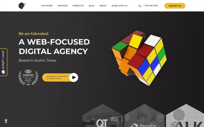 Screenshot of the Fahrenheit Marketing Website