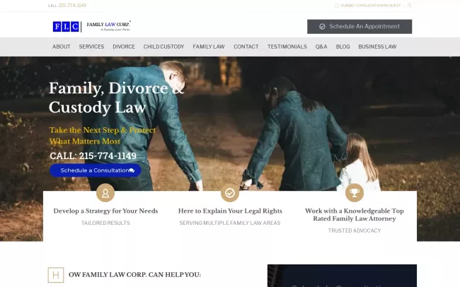 Screenshot of the Family Law Corp. Website