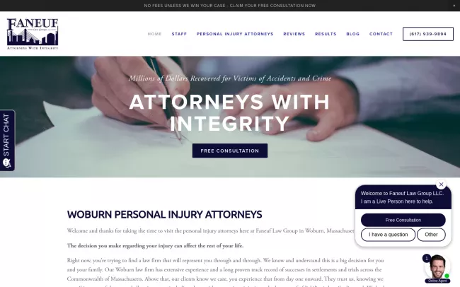 Screenshot of the Faneuf Law Group LLC Website