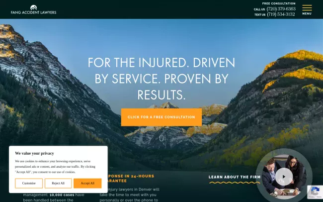 Screenshot of the Fang Accident Lawyers Website