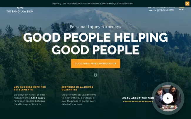 Screenshot of the The Fang Law Firm Website