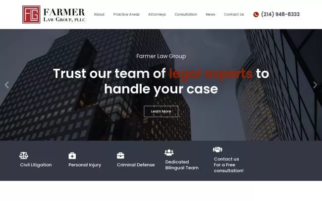 Screenshot of the The Farmer Law Group, PLLC Website