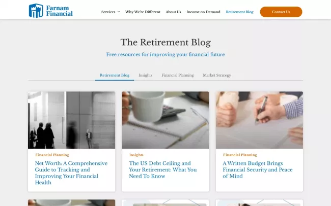 Screenshot of the Farnam Financial Blog