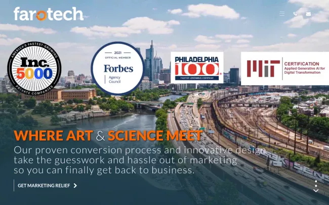 Screenshot of the Farotech Website