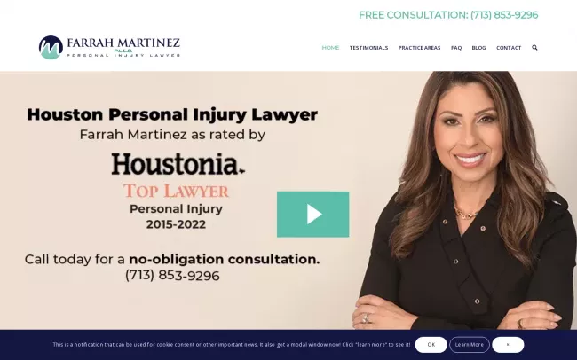 Screenshot of the Farrah Martinez, PLLC Website