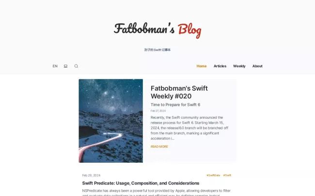 Screenshot of the Fatbobman's Blog