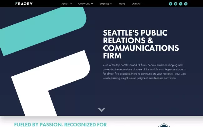 Screenshot of the Fearey Website