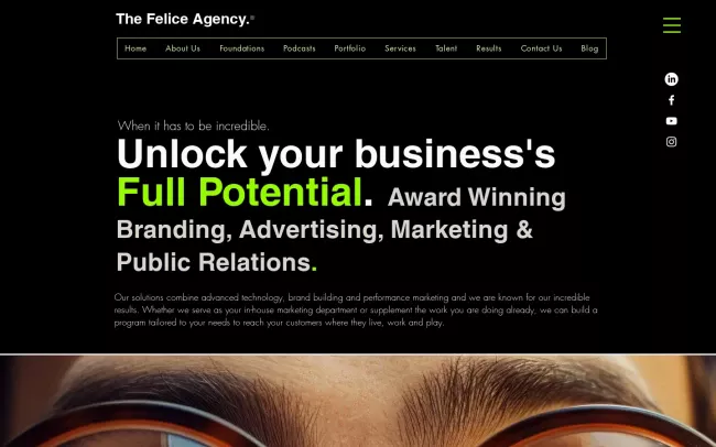Screenshot of the The Felice Agency Website