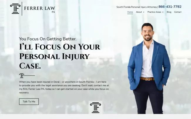 Screenshot of the Ferrer Law PA Website