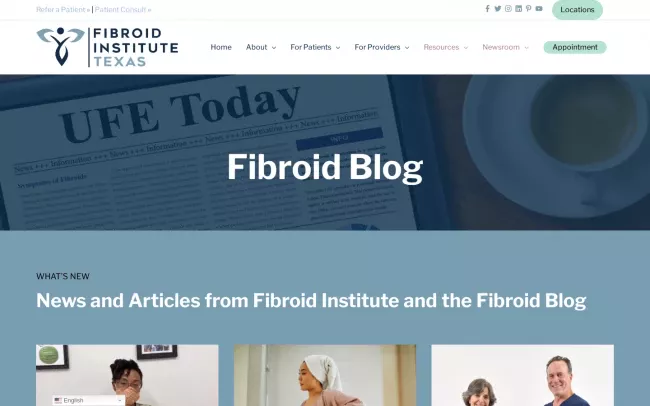 Screenshot of the Fibroid Free Blog