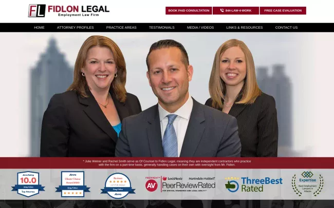 Screenshot of the Fidlon Legal, PC Website