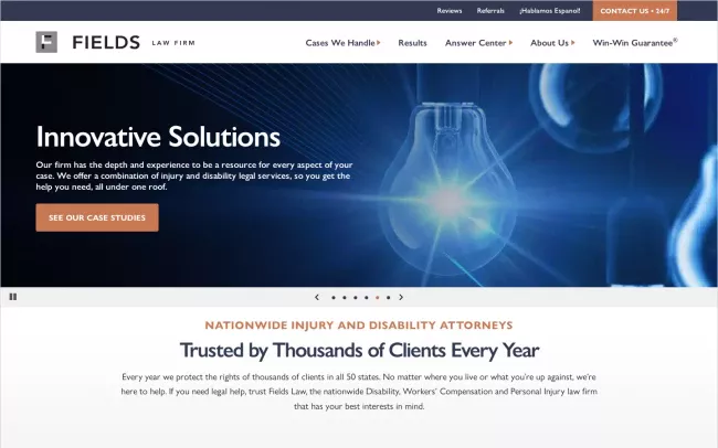 Screenshot of the Fields Law Firm Website