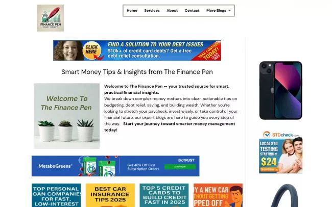 Screenshot of the The Finance Pen – Smart Money Insights Blog