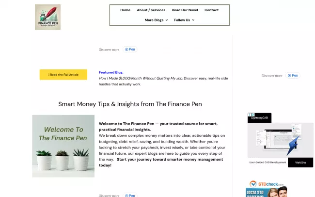 Screenshot of the The Finance Pen – Smart Money Insights Blog