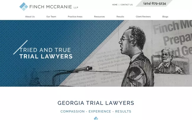 Screenshot of the Finch McCranie, LLP Website